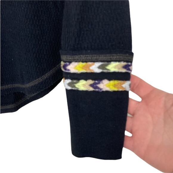 Free People We The Free Black Thermal Henley Sz S - Picture 3 of 7